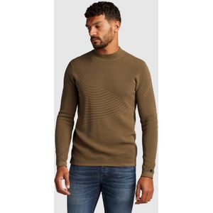 Cast Iron trui met ingebreid patroon kaki