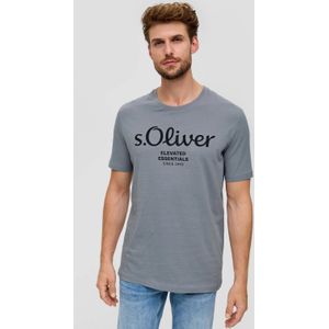 s.Oliver regular fit T-shirt met printopdruk lichtgrijs