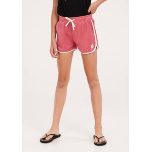 Protest badstof casual short met zijstreep donkerroze/wit