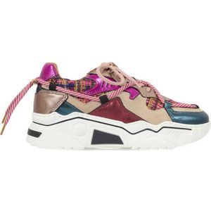 DWRS Jupiter chunky leren sneakers beige/fuchsia