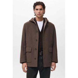 Mango Man manteljas met wol bruin