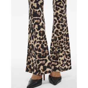 VILA flared legging met panterprint VILEOA zwart/beige