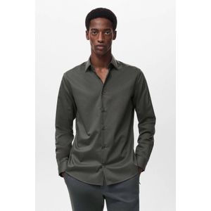Mango Man regular zakelijk overhemd kaki