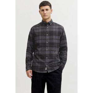 JACK & JONES PREMIUM regular geruit casual overhemd antraciet