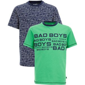 WE Fashion T-shirt - set van 2 groen/blauw