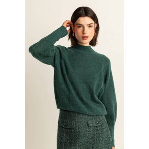 Expresso pullover met wol donkergroen gebreid