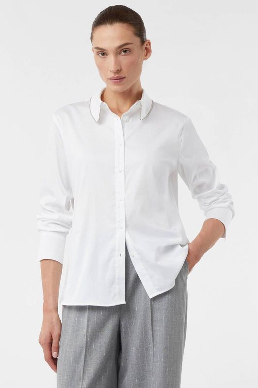 comma - Blouse - Katoenmix - Wit