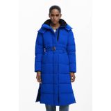 Desigual - Wintermantel - Royal Blue - Gewatteerde Jas - Met Capuchon
