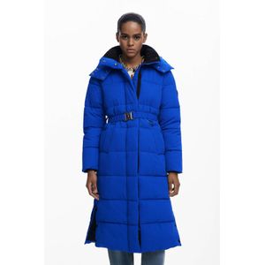 Desigual - Wintermantel - Royal Blue - Gewatteerde Jas - Met Capuchon