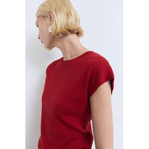 Mango - Top - Rood - Katoen en Modal - Korte Kapmouwen