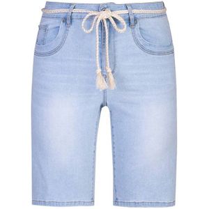 Exxcellent cropped high waist straight fit denim short light blue denim