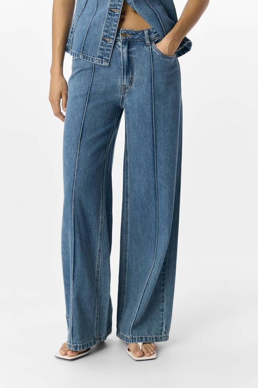 OBJECT - OBJMoji Divona - Jeans - Blauw Denim - Wide Leg - Mid Waist