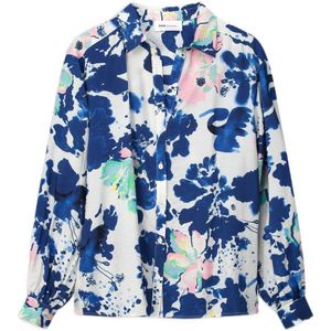 POM Amsterdam blouse met all over print blauw/ groen/ roze