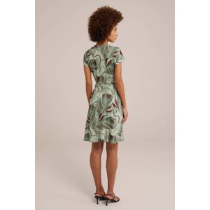 WE Fashion jurk met bladprint groen