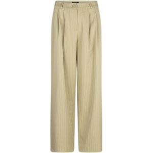 Ydence gestreepte high waist straight fit pantalon Riley kaki