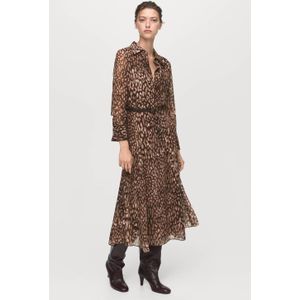 Mango blousejurk met panterprint bruin