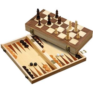 Philos Schaak/Backgammon Kassette - Strategische spelletjes voor twee personen - Leeftijd vanaf 6 jaar - Veld 40 mm - Koningshoogte 76 mm