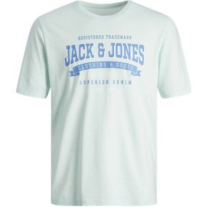 JACK & JONES PLUS SIZE regular fit T-shirt JJELOGO Plus Size van katoen soothing sea