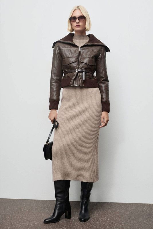 MANGO Gebreide jurk 'Kikita'  beige