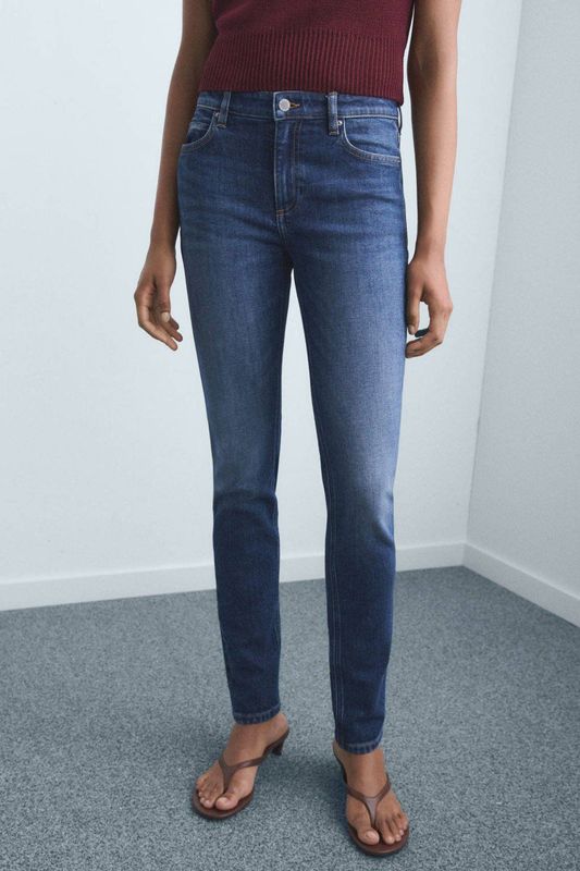 Mango high waist skinny jeans medium blue denim