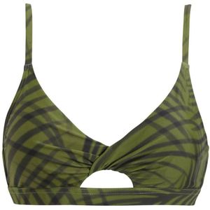 BEACHWAVE voorgevormde crop bikinitop groen/zwart