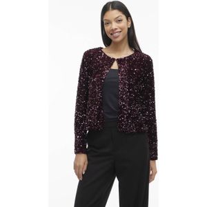 VILA gevoerd vest donkerrood met pailletten