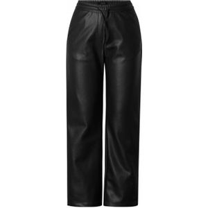 Yest imitatieleren high waist wide leg broek zwart