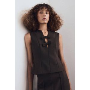 Mango mouwloze top donkerbruin