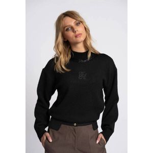 Fifth House Sweater zwart (Maat: 34) - Effen - Halslijn: Opstaande kraag,