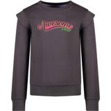 B.Nosy sweater B.AWESOME met tekst en ruches antraciet