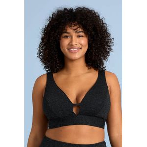 BEACHWAVE Curve voorgevormde crop bikinitop met lurex zwart