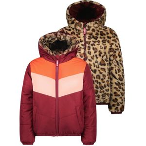 B.Nosy reversible gewatteerde winterjas Jamie met panterprint warmrood/oranje/bruin