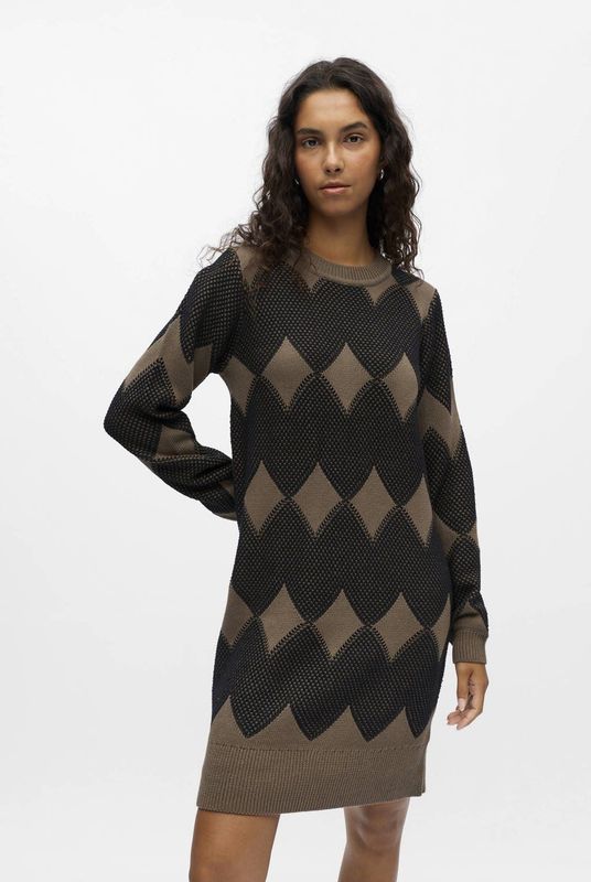 OBJECT - Jurk - Donkerbruin - Gebreid