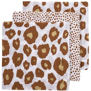 Meyco hydrofiele doek - set van 3 70x70 cm Panter-Cheetah camel