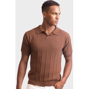 Redefined Rebel regular polo met ingebreid patroon bruin