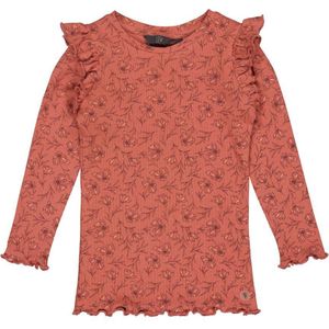 LEVV Little ribgebreide longsleeve PENNY met all over print en ruches oranjeroze