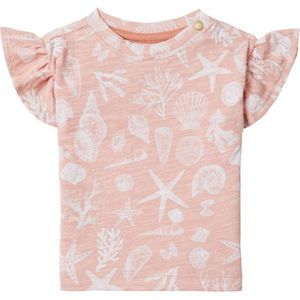 Noppies baby T-shirt met all over print en ruches roze