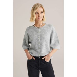 WE Fashion gebreid vest grijs melange