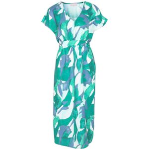 Cassis jurk met grafische print groen/wit/blauw