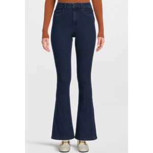 PIECES high waist flared jeans dark blue denim