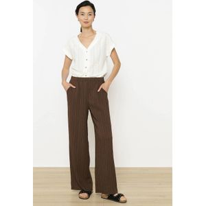 LOLALIZA wide leg regular waist broek donkerbruin