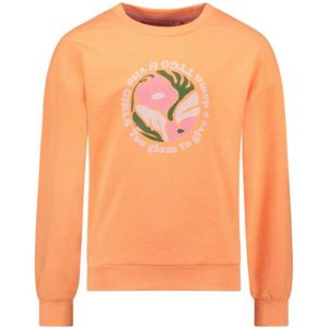 TYGO & vito sweater Noë met printopdruk neon oranje