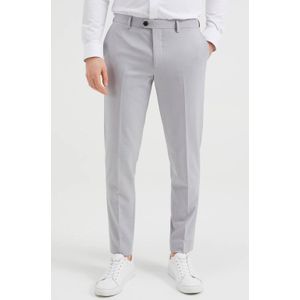 WE Fashion slim fit pantalon van gerecycled polyester light grey melange