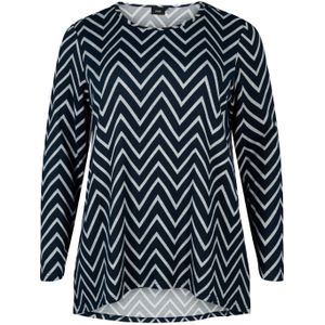 Zizzi gestreepte top van gerecycled polyester donkerblauw/ grijs