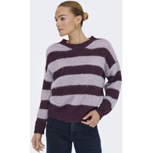 ONLY gestreepte trui paars gebreid