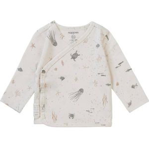 Noppies baby longsleeve met all over print en overslag detail wit