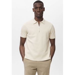 Mango Man regular polo fijn gebreid ecru
