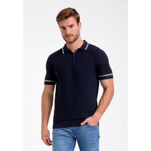 GABBIANO regular polo gebreid donkerblauw