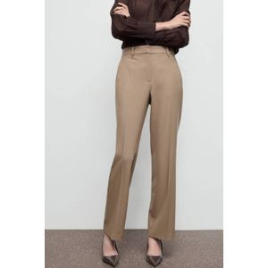 Mango straight regular waist pantalon lichtbruin