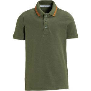 anytime piqué polo khaki/oranje